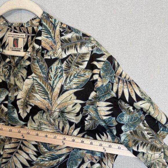 Tori Richard Shirt Mens Size XL Button Up Aloha Lawn Leaf All Over Print Floral - Picture 5 of 7